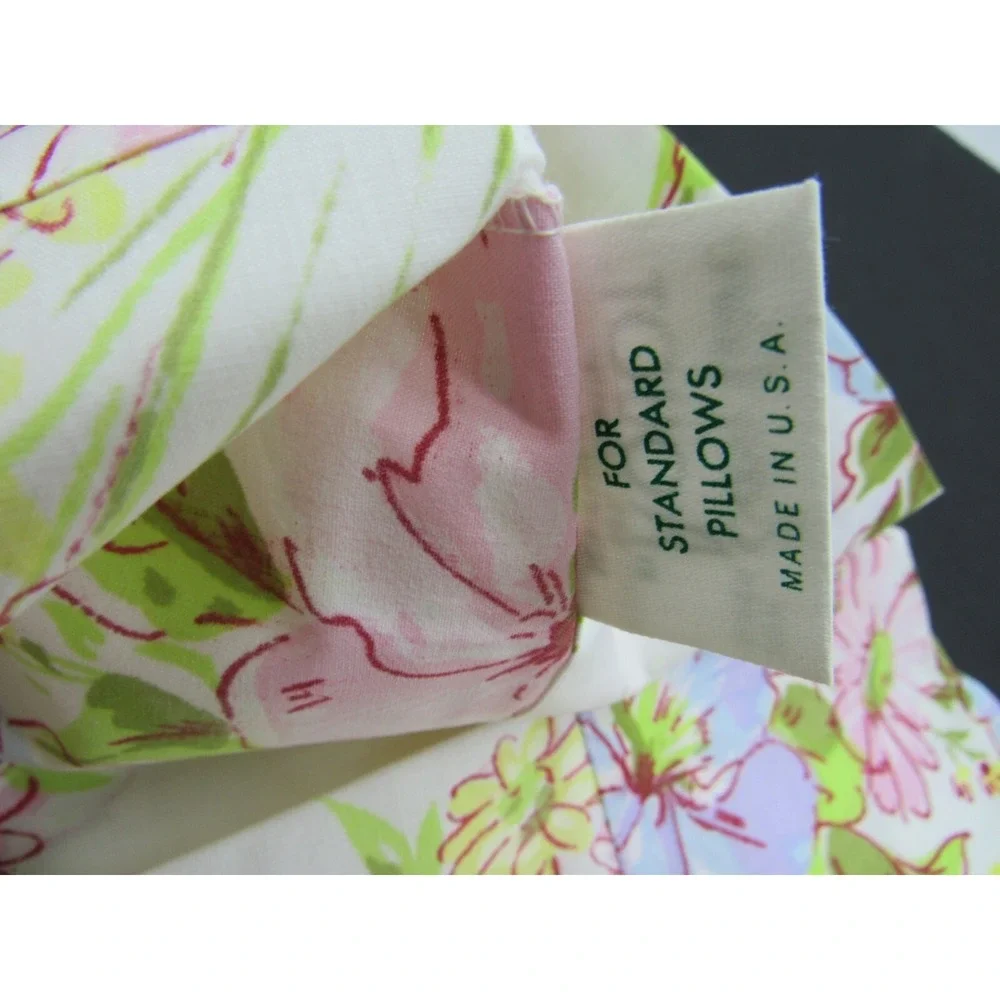 2x Vintage Pequot Single Standard Percale Floral Pillowcase Flowers Spring Pink